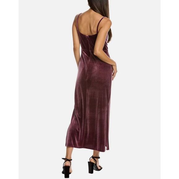 NWT Taylor Women's Velvet Cowl Sleeveless Strappy Solid‎ Midi Sheath Dress 4 - Picture 2 of 14